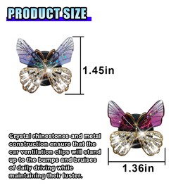 2PCS Bling Butterfly Car Air Freshener Vent Clips, Crystal Rhinestone Auto Air Conditioning Outlet Clip, Cute Car Aroma Diffuser Clip, Auto Interior Decoration Charm for Women (Butterfly)