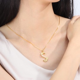 925 Sterling-Silver Letter Initial Necklaces for Women - 18K Gold Plated Inlaid Cubic Zirconia Flower Pendant Women and Girls Jewelry Gift, 18"+2", Sterling Silver, Cubic Zirconia