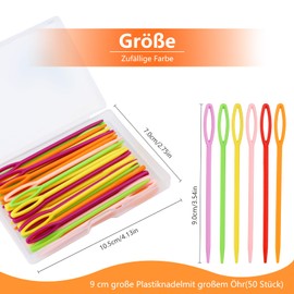 50 Pieces Plastic Sewing Needles (9cm/3.54 inches), Plastic Needles for Yarn and Crafts, Plastic Yarn Needles with Large Eye for Kids, Plastic Embroidery Needles for DIY, Sewing, Crafts