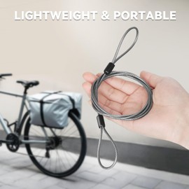 3mm (1/8 Inch) Security Steel Cable Luggage Lock Safety Cable with Loops 30FT Locking Cable Vinyl Coated Steel Cable for Luggage, Bags and Small Items, Black (1 Pack)