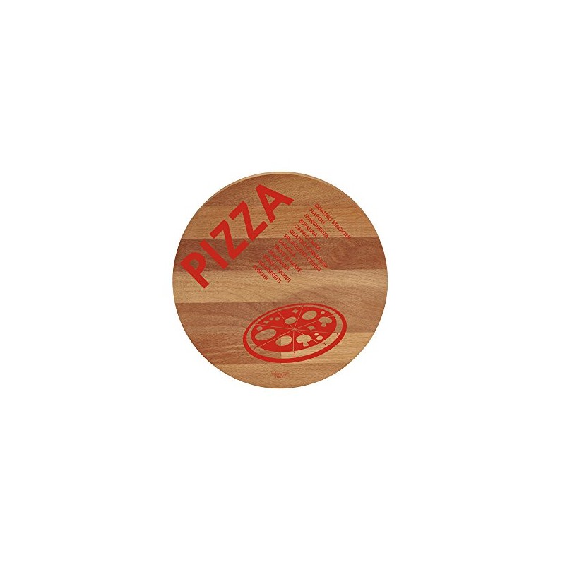 Bisetti BT-26823 "Pizza" Beech Wood Round Cutting Board, 11.8", Brown