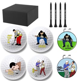 Funny Golf Ball Gift Set, Including 4 Balls, 4 Tees & 2 Markers, Golf Accessories for Men, Perfect Gifts for Golf Lovers, Christmas Gift