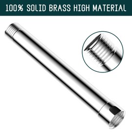 iFealClear Shower Arm Extension, Solid Brass Shower Head Extension Arm Water Outlet Lowers Existing Shower Head, Easy to Install Shower Pipe Extension for Bathroom, 6 Inch Chrome Finish 1PC