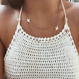 Aneneiceera Boho Layered Necklace Chain Gold Dove of Peace Pendant Necklace Adjustable Chain Necklaces Wedding Jewellery for Women and Girls (Gold), Metal