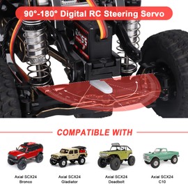 HobbyPark Waterproof 5.5kg High Torque RC Micro Servo Coreless Motor Arduino Servo for FCX24 Axial SCX24 1/24 RC Crawler Car Upgrades Parts SCX24 Steering Servo fit RC Airplane Boat Robotics