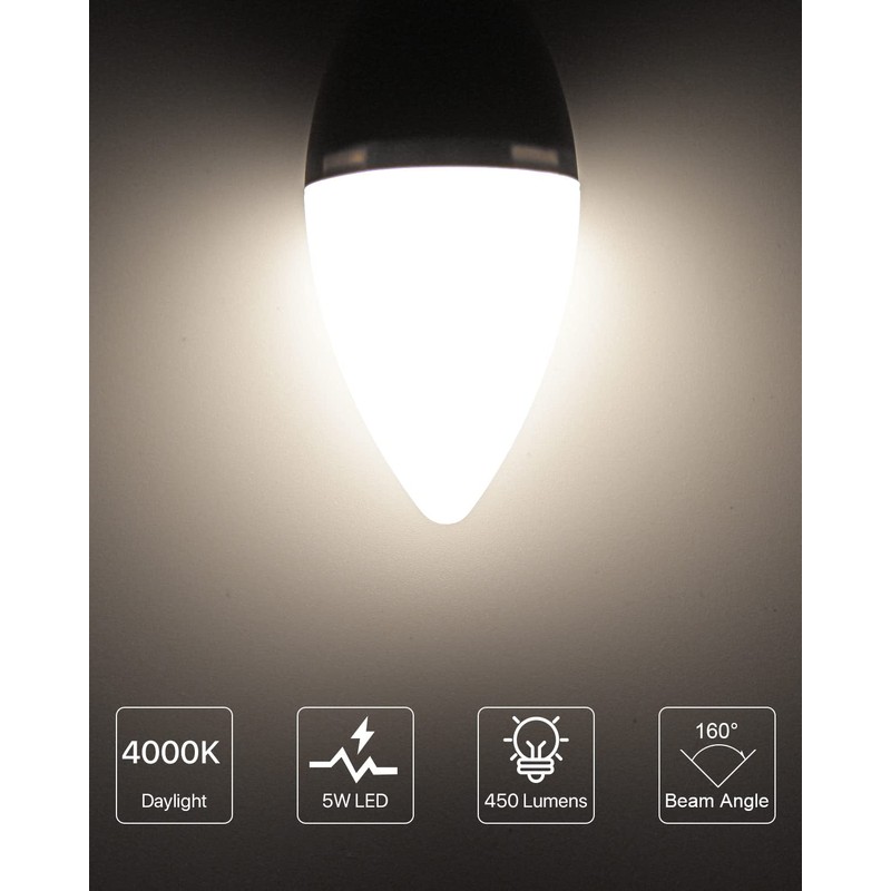 LUTW E12 Candelabra LED Light Bulbs 40 Watts Equivalent, 450