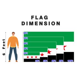 Syria Syrian Flag 4x6FT Green Stripe and Three Stars Army Of Syria Banner Syrian National Revolution Liberated Flag With 2 Grommets (4x6ft)