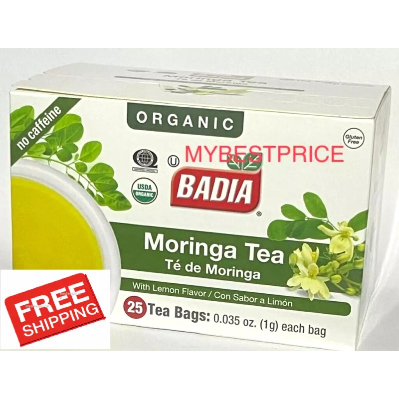 Badia Organic Moringa Tea w/ Lemon Flavor 25 Tea Bags