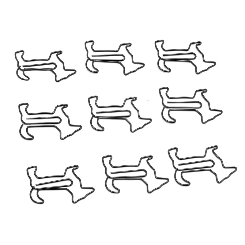 100pcs Dog Shape Paper Clips Creatively Cute Plated Metal Bookmark