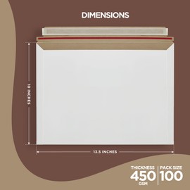 100 Pack 10x13.5 inches Rigid Mailers – Self-Seal White Cardboard Envelopes – Heavy-Duty Mailing Supplies for Documents, Photos, Magazines, and Literatur