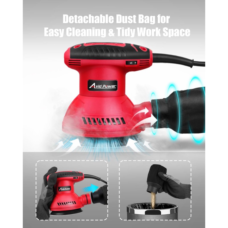 AVID POWER Orbital Sander 3.0 Amp 5 Inch Electric Sander