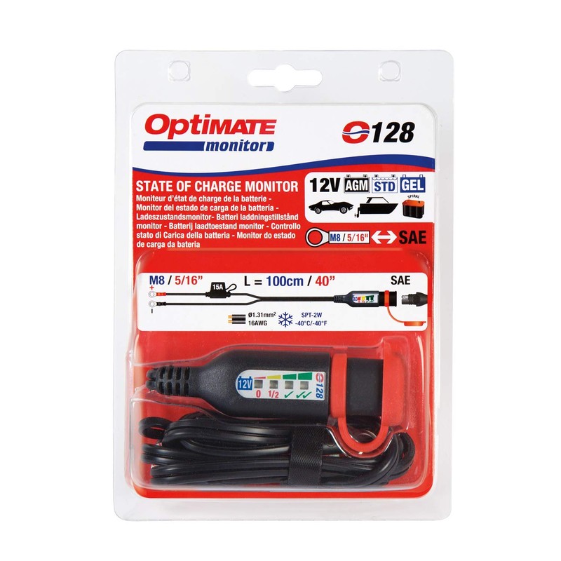 OptiMATE MONITOR O-128, Permanent battery lead with integrated battery status/charge