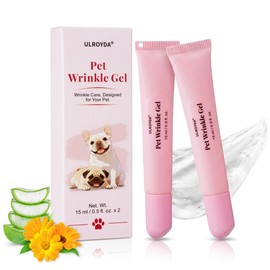 Dog Wrinkle Gel (2-Pack) – Daily Care for Bulldogs, Pugs, Frenchies, Soothes, Repairs & Moisturizes Skin, Wrinkle Balm & Paste Alternative – Non-Greasy, Lick-Safe & Fragrance-Free, 0.5 fl oz x 2
