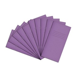 Rhino 8 x 4 Exercise Books, 32 Page / 8mm Lined with Centre Margin Paper Notebook, 10 Pack, Writing Book, Office & School Stationery Supplies, Purple