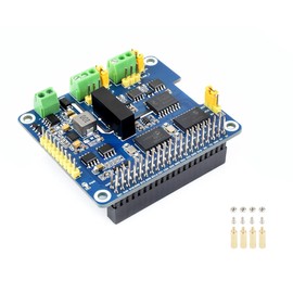 2-Channel Isolated CAN Bus Expansion HAT+ for Raspberry Pi 5/4B/3B/2B/Pi Zero W/WH/2W/ Jetson Nano,MCP2515 +SN65HVD230 CAN Transceiver Dual Chips, Stackable Design for Expanding Multiple CAN Channels