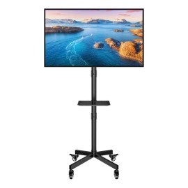 Soporte de TV Móvil de Piso con Ruedas | Apto para 23-60" | Hasta 40kg | Ajustable e Inclinable | Color Negro | Compatible con TV y Monitor | Incluye Tornillos y Anclajes de I