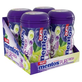 Mentos Pure Fresh Sugar-Free Chewing Gum With Xylitol, Grape Medley, 50 Piece Bottle (Bulk Pack of 4)