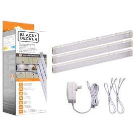 BLACK+DECKER LED Under Cabinet Lighting Kit, 3-Bars, 9 Inches Each, DIY Tool-Free Installation, Warm White, 2700K, 1080 Lumens, 15 Watts, Home Accent (LEDUC9-3WK)