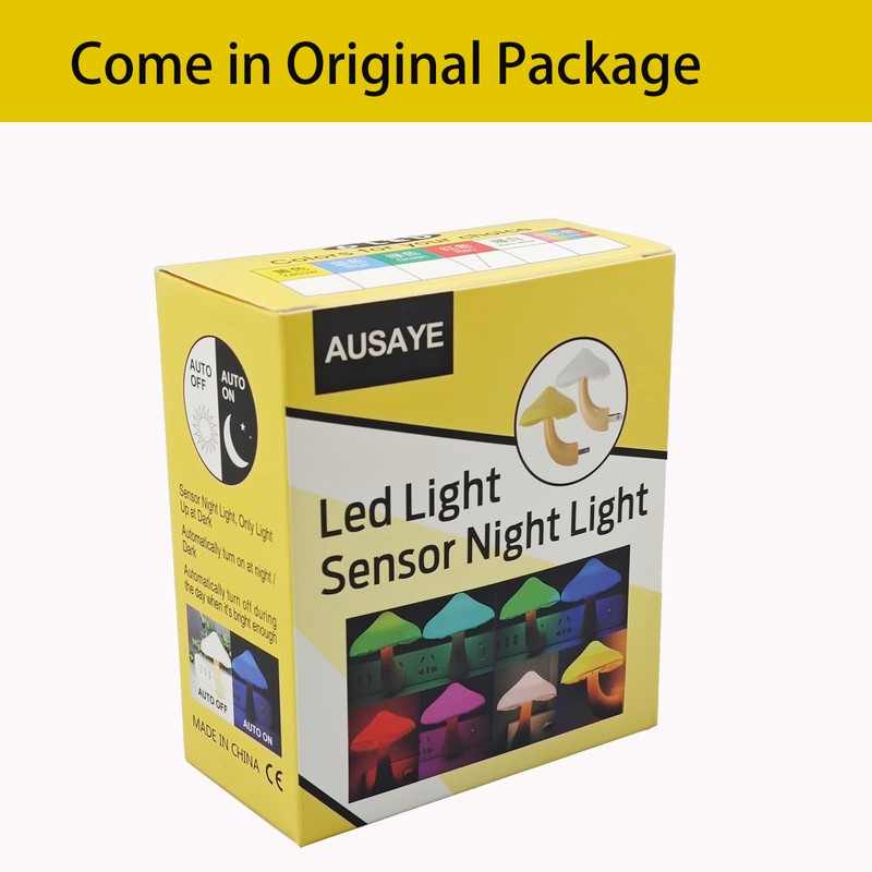 AUSAYE Sensor LED Night Light Plug in Wall Lamp, Energy