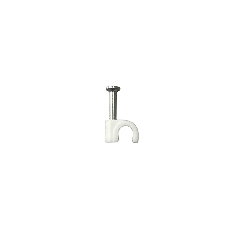 White Round Cable Clips with Fixing Nail K-Type 50pcs (5mm)
