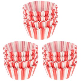 Kisangel Pack of 300 Decoration Wedding Party Red Muffin Stripes for Cakes Mini Cup Balls Baking Shower Candy Liner Holder Baby Paper Cuake Bride Valentine's Day Home