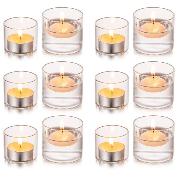 Glasseam Glass Votive Candle Holders, Clear Candle Holder Set of
