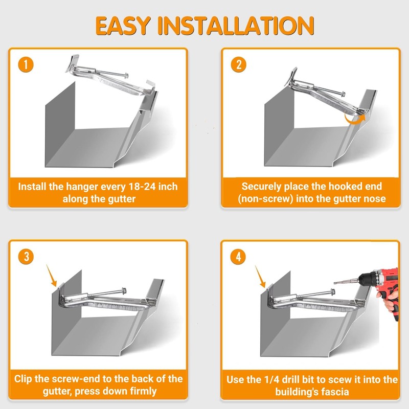 50 Pack Gutter Hangers 5 Inch Gutter Brackets with Bonus