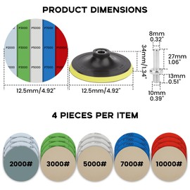 20 PCS Water Grit Sandpaper 2000/3000/5000/7000/10000 with one 5-inch Backing Pad Set, Wet Dry Electric Hook &Loop Sanding Disc Pad, Grinding Abrasive Paper and Orbital Sander Polisher