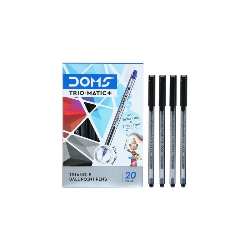 TRIOMATIC+ Ballpoint Pens, BLACK, Fine Point (0.7mm), Pack of 20,