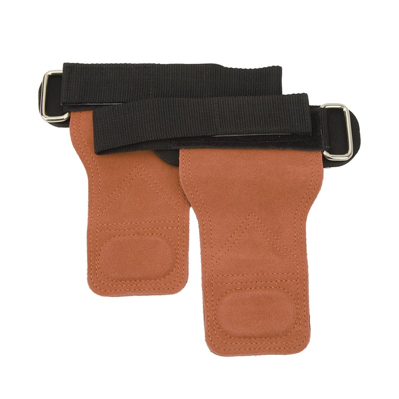 1 Pair Weight Lifting Grip Straps Double Cowskin Deadlifts Pull
