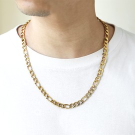 AFSTALR Men's Silver Stainless Steel Curb Chain for Men Jewellery Figaro Necklace – Men's Silver Chains 9 mm 45/50/55/60/65 cm Stainless Steel Silver/Black/Gold Figaro Necklace, Stainless Steel