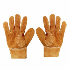EXXO - Cowboy Brown Split Leather Work Gloves | Heavy Duty Work Gloves | Ideal Construction Gloves & Yard Work Gloves
