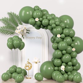 Voircoloria 130pcs Sage Green Balloons Different Sizes 18" 12" 10" 5" Olive Green Balloons for Birthday Graduation Baby Shower Wedding Anniversary New Year Party Decorations