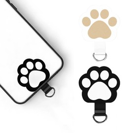 猫 肉球 ストラップホルダー 可愛い ねこ スマホストラップホルダー 薄型 充電干渉なし スマホアクセサリー 2枚セット 猫ストラップ (ブラック+ホワイト)