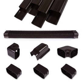 MOOITEK 5" 17Ft PVC Decorative Line Set Cover Kit for Ductless Mini Split Air Conditioners 17FT Line Set Cover for Heat Pump System and Central AC(BROWN)