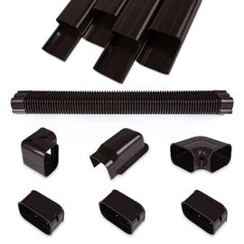 MOOITEK 5" 17Ft PVC Decorative Line Set Cover Kit for Ductless Mini Split Air Conditioners 17FT Line Set Cover for Heat Pump System and Central AC(BROWN)