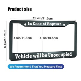 HOSNYE in Case of Rapture Vehicle Will be Unoccupied License Plate Frame Metal License Plate Cover Front Plates Frames Car Tag Frame for Women Men US Vehicles Standard