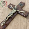 Wooden Crucifix - Wall Mounted - Christ Brass Plated -