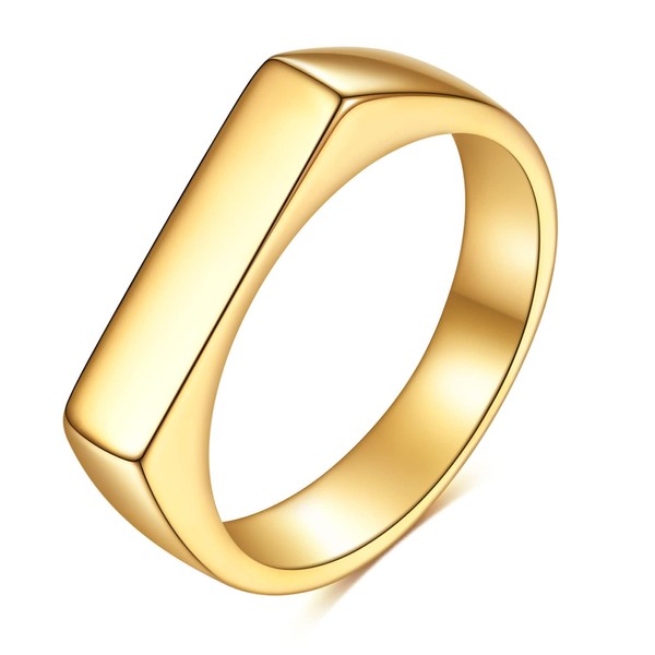 MYNENEY Stainless Steel Square Shape Signet Style Classical Simple Plain