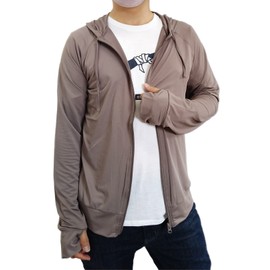 Aunii Q-MAX Men's Rash Guard, Cool to Touch, Lightweight, Quick Drying, UPF 50+, UV Protection, Long Sleeve, Finger Hole, M-3L, Mocha / 8213