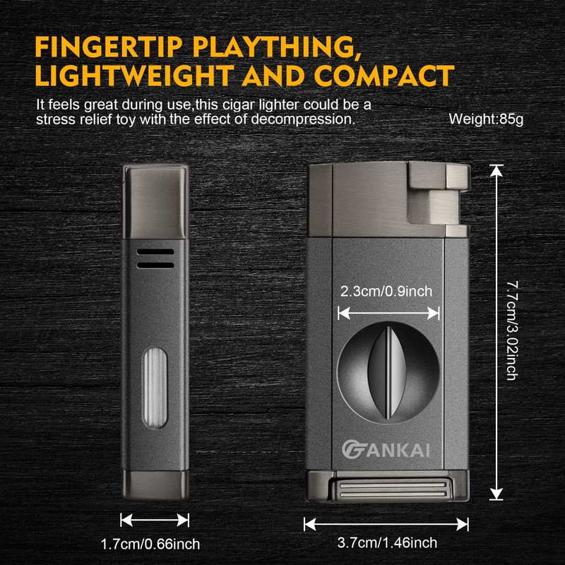 FANKAI Torch Lighter with Cigar V Cutter, Double Jet Flame