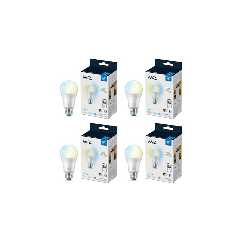 WiZ 60W A19 Frosted WiFi Tunable White - 4 Pack