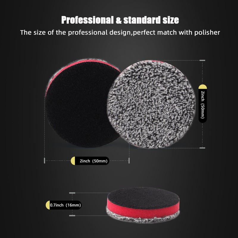 SPTA 2" Microfiber Cutting Pads 10 Pack, Heavy Cutting and