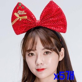 Christmas Party Glitter Christmas Ribbon Hair Headband x5 Christmas Ribbon Headband