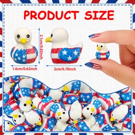 50 Pcs Patriotic Eagle Duck Figurine Mini Resin Veteran Ducks 250th Anniversary Independence Day Patterns Tiny Animals Figurines Patriotic Resin Ducks Ornament for Home Office Desk