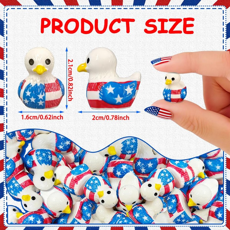 50 Pcs Patriotic Eagle Duck Figurine Mini Resin Veteran Ducks