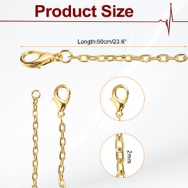 sourcing map 20 Pack 24 Inch Necklace Chains Bulk 2mm Gold Plated Cable Chains with Lobster Clasps for Jewelry Making
