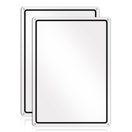 Pack of 2 Empty Aluminium Sign DIY Blackboard White Signs with Black Frame Message Board Metal White 25 x 35 cm Blank Aluminium Sign (Black)