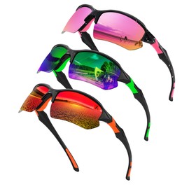 FEISEDY 3pack Sport Polarized Sunglasses for Men Women Fishing Running Baseball Outdoor UV400 Protection B9163
