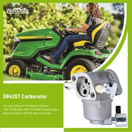 Wondrify 594207 Carburetor for John Deere X166 Ride On Mower AUC14748 B&S 40N777 40N877 Intek Engine Mower Replace 597126 with Fuel Pump